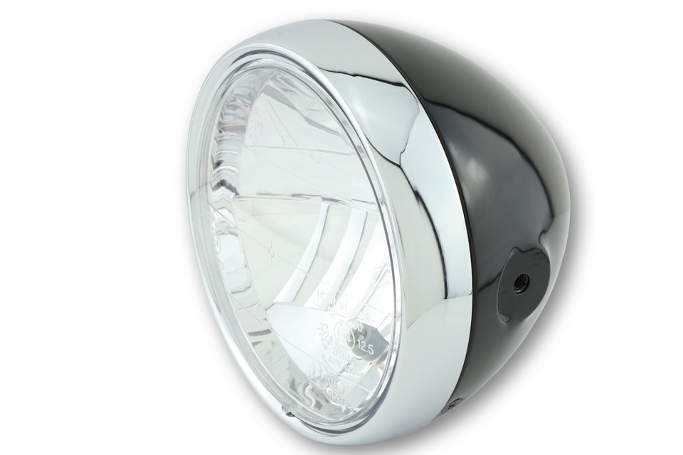 Koplamp zwart met chrome rand 6 1/2 "(E-keur) H4 Koplamp zwart met chrome rand 6 1/2 "(E-keur) H4