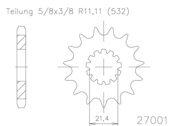 VOORTANDWIEL, 14 TANDEN VOORTANDWIEL, 14 TANDEN